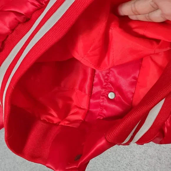VINTAGE Bud Light Spuds‎ MacKenzie Dog Men Varsity Jacket Large Red Made In USA